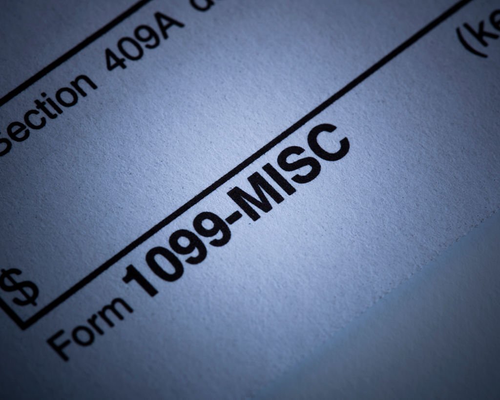 A stock photograph of a 1099 Misc tax form.